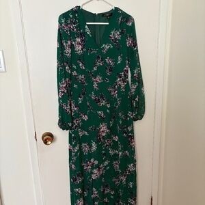 Green Floral Dynamite Maxi Dress with Sleeves